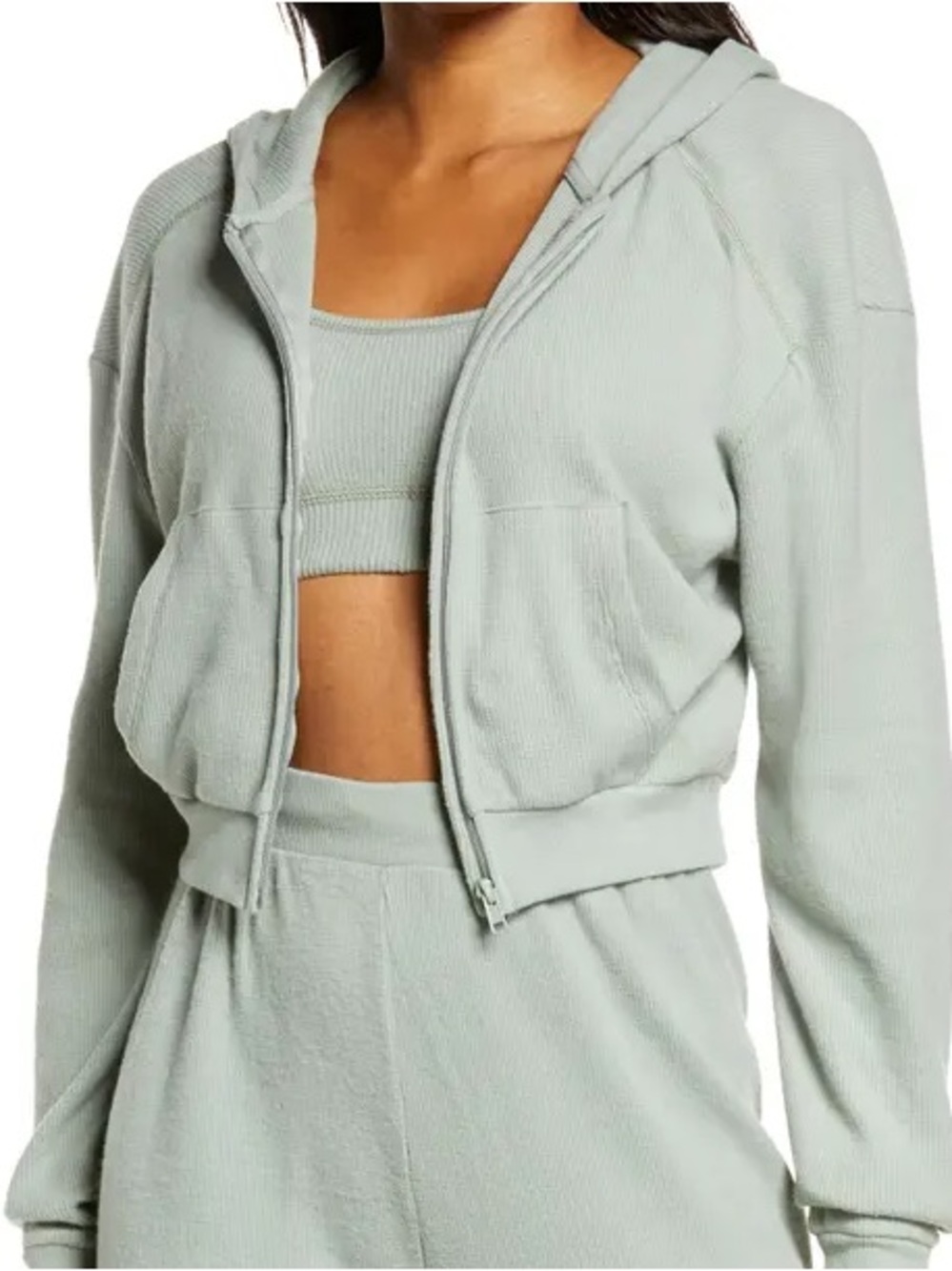 SKIMS Waffle Zip Up Jacket - Mineral